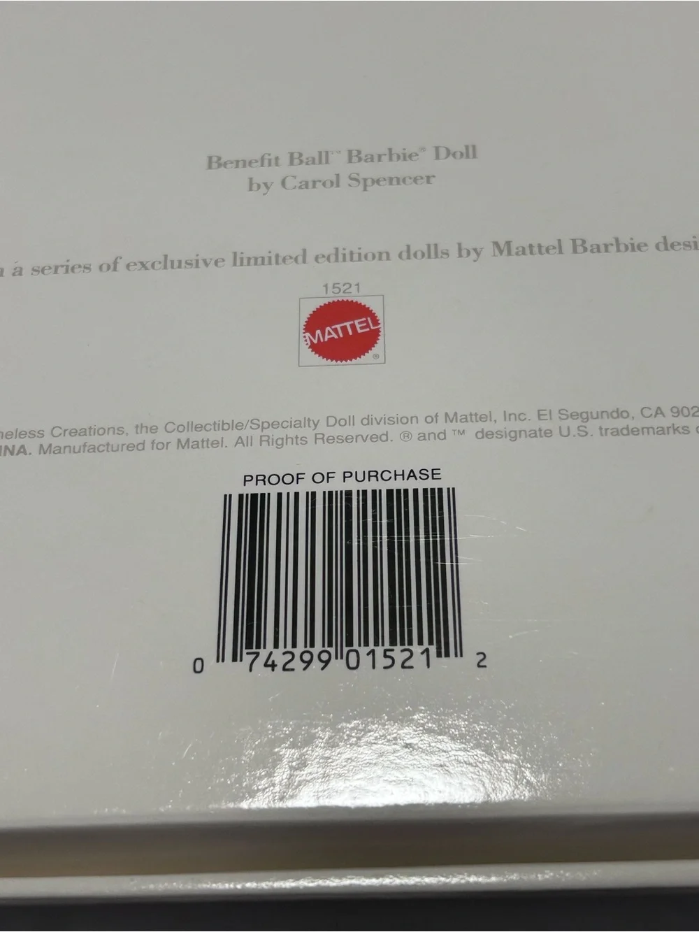 Mattel Benefit Ball Barbie Red Hair New In Box 1992 COA Carol Spencer Design